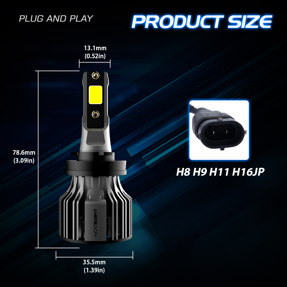 NOVSIGHT H11 LED Head Light Bulbs (Low Beam/Fog) (Pair) 72W 10000LM ...
